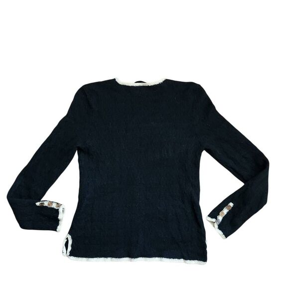 Trina Turk Sweater Cardigan Womens Small Wool Academia Black - Picture 2 of 5